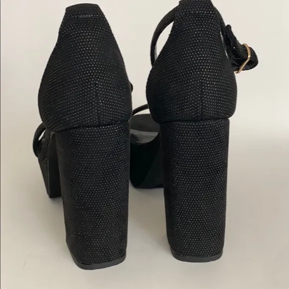 NEW Free People Vegan Suede Feel Black Platform Sandals Sz 8