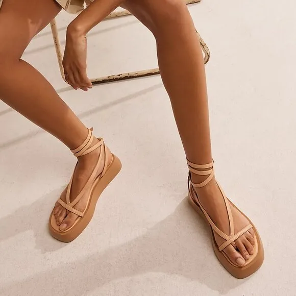 NEW FREE PEOPLE Winnie Wrap Flatform  in  Vachetta  for women 252