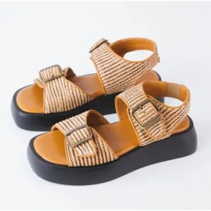 NEW Free People Women's Size 11 M Sandals Mandi Weave Sport Buckle Natural
