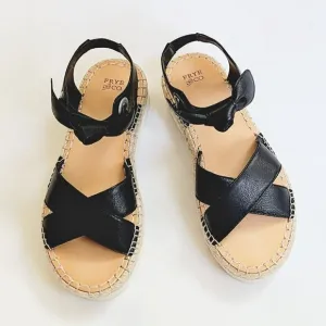 New! FRYE &amp; CO Leather Criss Cross Bow Accent  Platform Espadrille Sandals