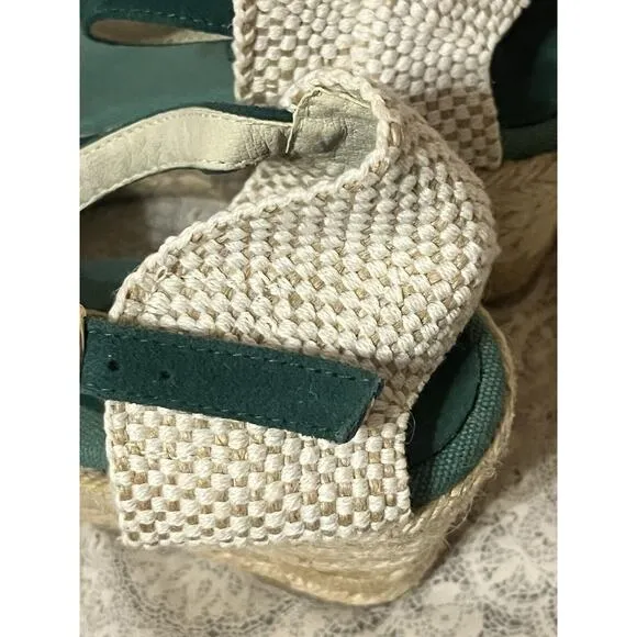 NEW Ilse Jacobsen Wedge Espadrille Sandals •39/ 8.5• Emerald Green Suede Shows