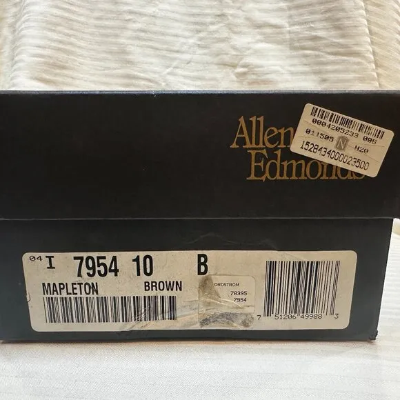 NEW IN BOX! ALLEN EDMONDS MAPLETON MEN'S LEATHER DRESS SHOE BROWN SIZE 10 B