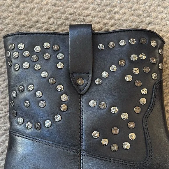 NEW in Box Free People Leather Harmony Studded Boots Black Size 9