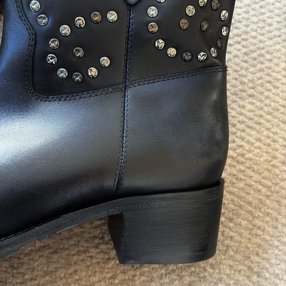 NEW in Box Free People Leather Harmony Studded Boots Black Size 9