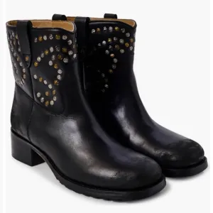 NEW in Box Free People Leather Harmony Studded Boots Black Size 9