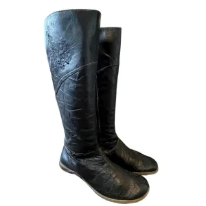 NEW Josef Seibel 9.5 Romika Nelly Leather EMBROIDERED Riding Boots Tall Black 42