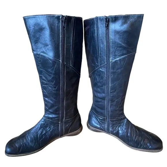 NEW Josef Seibel 9.5 Romika Nelly Leather EMBROIDERED Riding Boots Tall Black 42