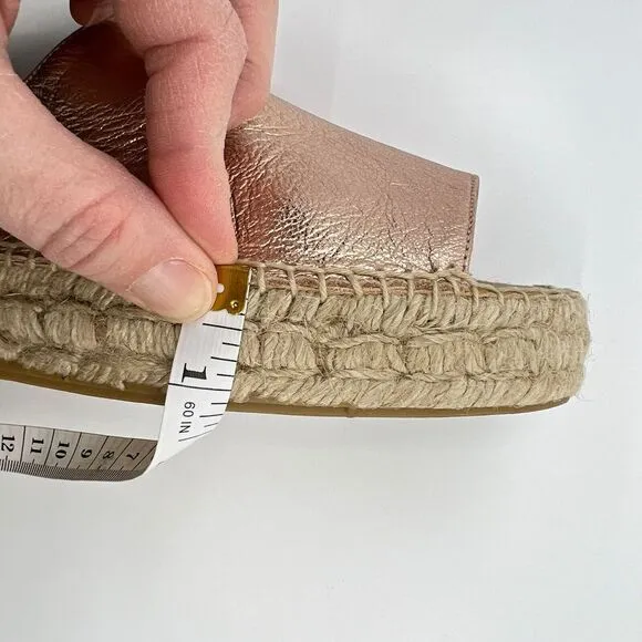 NEW JUTELIA Spain Rose Gold Espadrille Platform Sandals Women 39 8.5 Leather‎