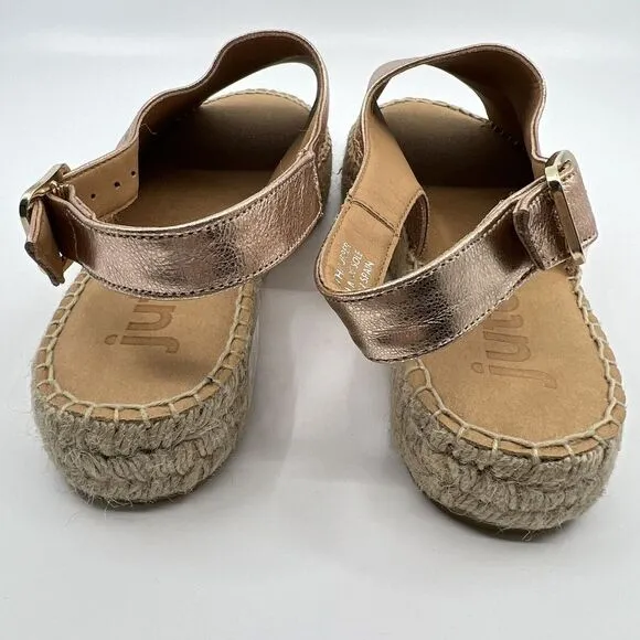 NEW JUTELIA Spain Rose Gold Espadrille Platform Sandals Women 39 8.5 Leather‎