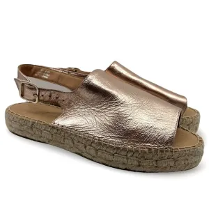 NEW JUTELIA Spain Rose Gold Espadrille Platform Sandals Women 39 8.5 Leather‎