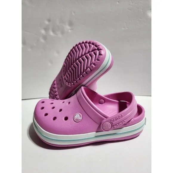 New Kids Crocs Crocband Clog Sandals Platform K Party Pink 207006 6SW Size J3