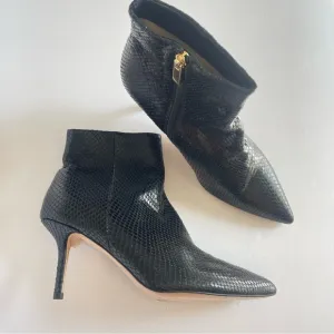 NEW L’Agence Aimee II Bootie in‎ Black Snake Reptile Pointed Toe 39.5 EU 9 US