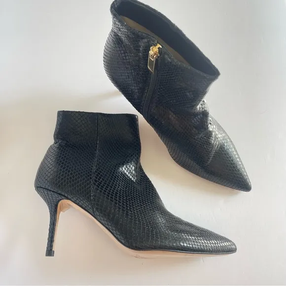 NEW L’Agence Aimee II Bootie in‎ Black Snake Reptile Pointed Toe 39.5 EU 9 US