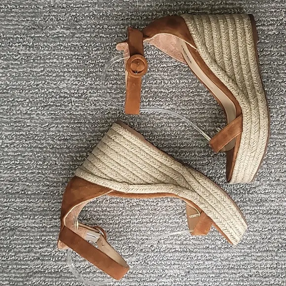 NEW L'AGENCE Elysee Suede Espadrille Wedge Sandals, Size 38.5 (8.5), Color Buck