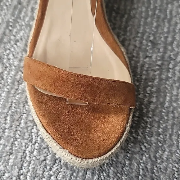 NEW L'AGENCE Elysee Suede Espadrille Wedge Sandals, Size 38.5 (8.5), Color Buck