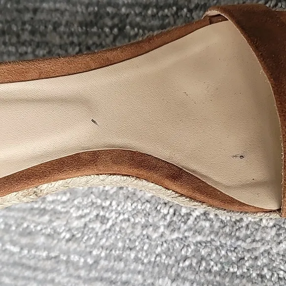 NEW L'AGENCE Elysee Suede Espadrille Wedge Sandals, Size 38.5 (8.5), Color Buck
