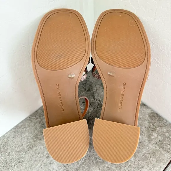 NEW Lucky Brand Tasmina Leather Ankle Strap Open Toe Heels Shoes Women’s Size 9
