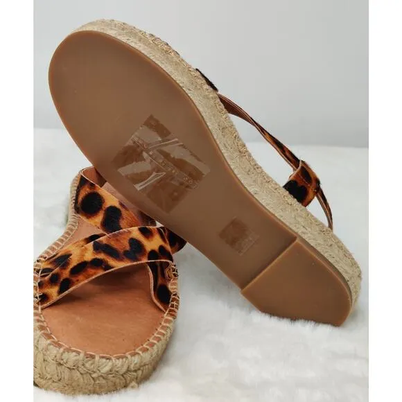 New Madewell Leopard Print Buckle Espadrille Sandal