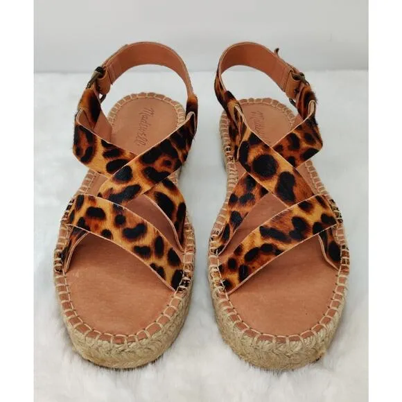 New Madewell Leopard Print Buckle Espadrille Sandal