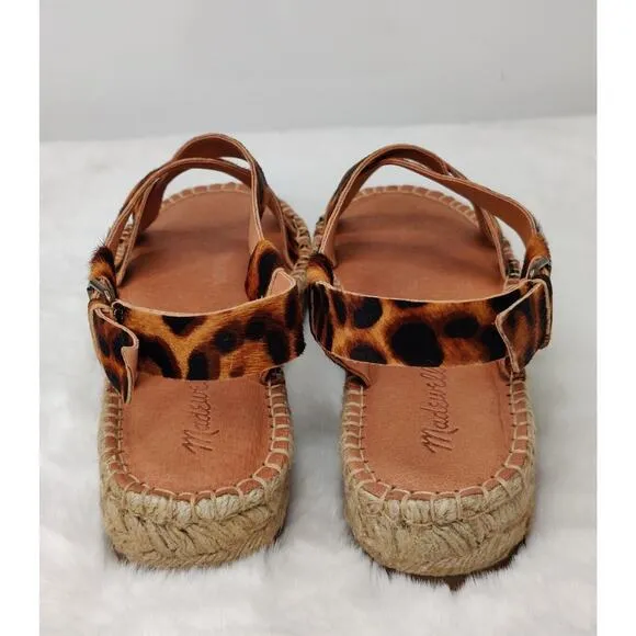 New Madewell Leopard Print Buckle Espadrille Sandal