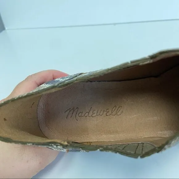 New Madewell Sonia Snake Embossed Chelsea Block Heel Ankle Boots Size 7.5