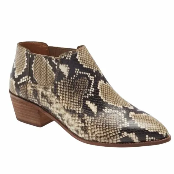 New Madewell Sonia Snake Embossed Chelsea Block Heel Ankle Boots Size 7.5