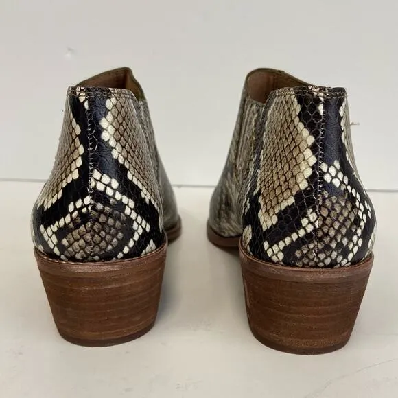 New Madewell Sonia Snake Embossed Chelsea Block Heel Ankle Boots Size 7.5
