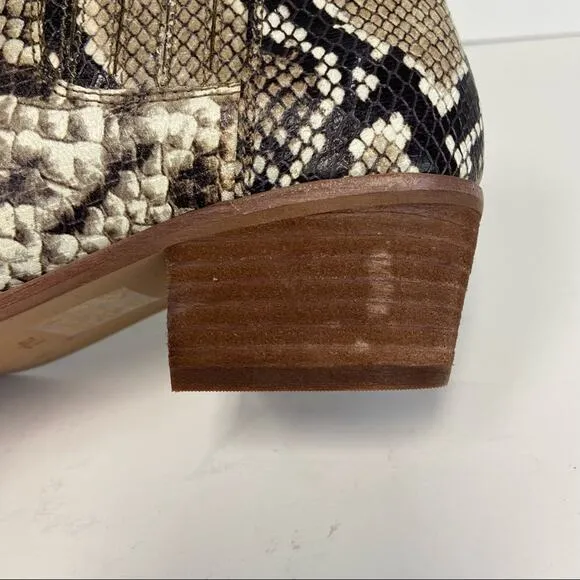 New Madewell Sonia Snake Embossed Chelsea Block Heel Ankle Boots Size 7.5