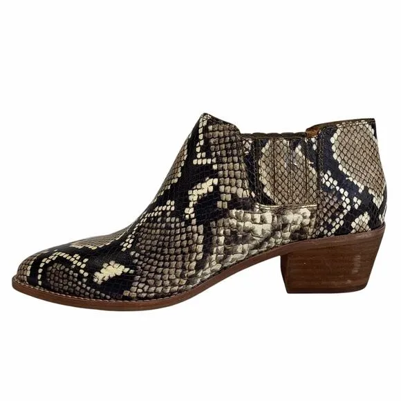 New Madewell Sonia Snake Embossed Chelsea Block Heel Ankle Boots Size 7.5