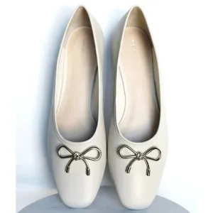 NEW Maeve Metal Bow Ballet Flats Womens Size 9 Cream