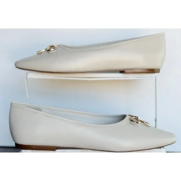 NEW Maeve Metal Bow Ballet Flats Womens Size 9 Cream