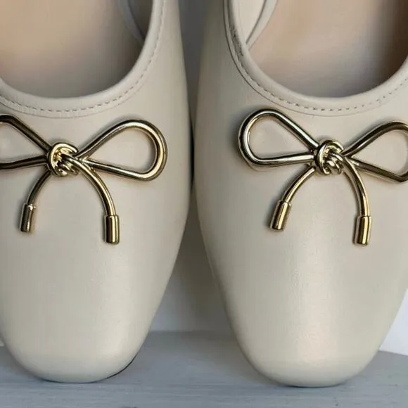 NEW Maeve Metal Bow Ballet Flats Womens Size 9 Cream
