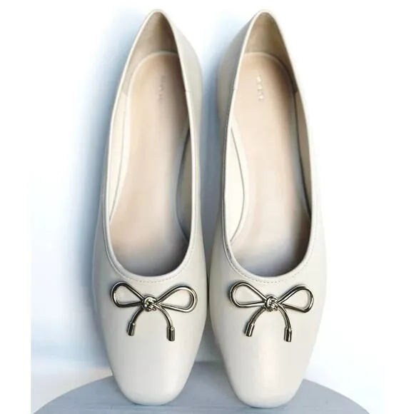 NEW Maeve Metal Bow Ballet Flats Womens Size 9 Cream