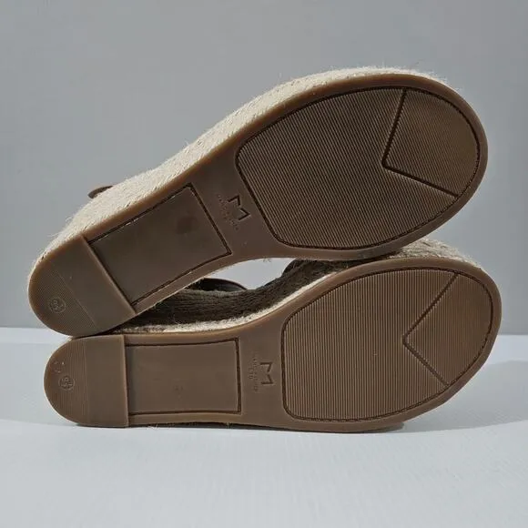 NEW Marc Fisher Alita Platform Wedge Peep Toe Sandal Espadrille Brown Suede 9.5