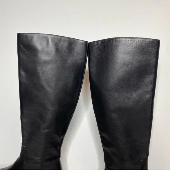 New! Marc Fisher Phidias Lug Sole Black Leather Tall Boot 6 1/2 M
