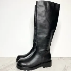 New! Marc Fisher Phidias Lug Sole Black Leather Tall Boot 6 1/2 M