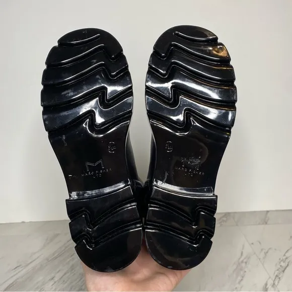 New! Marc Fisher Phidias Lug Sole Black Leather Tall Boot 6 1/2 M