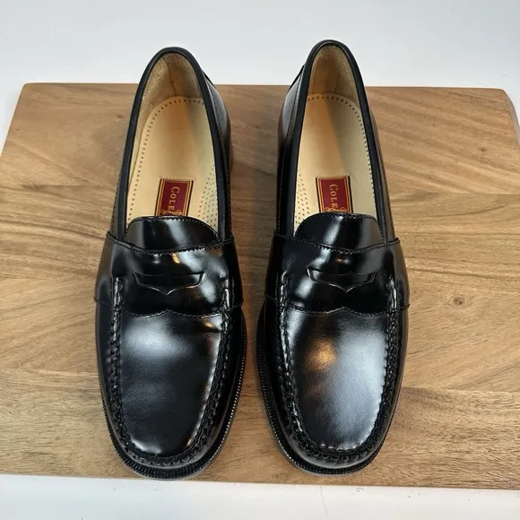 New Mens Cole Haan City Penny Loafers Black Leather Dress Shoes Size 9 M
