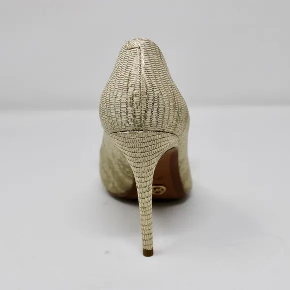 *NEW* Michael Kors Lolita Pump Metallic Embossed Leather Pale Gold Women's 5.5