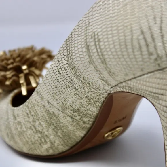 *NEW* Michael Kors Lolita Pump Metallic Embossed Leather Pale Gold Women's 5.5