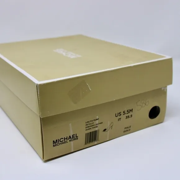 *NEW* Michael Kors Lolita Pump Metallic Embossed Leather Pale Gold Women's 5.5