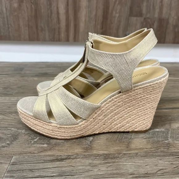 NEW Michael Kors Women's Berkley Gold Wedge Sandals