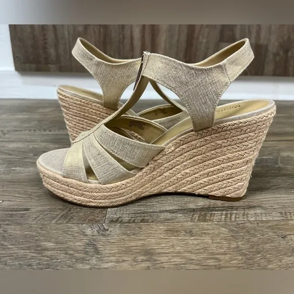 NEW Michael Kors Women's Berkley Gold Wedge Sandals