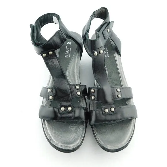 New NAOT Black Leather Caged Wedge Platform Sandals 42EU / 11US
