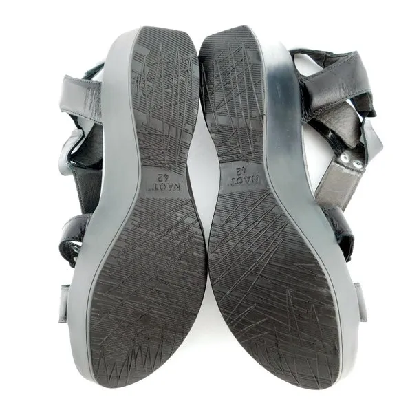 New NAOT Black Leather Caged Wedge Platform Sandals 42EU / 11US