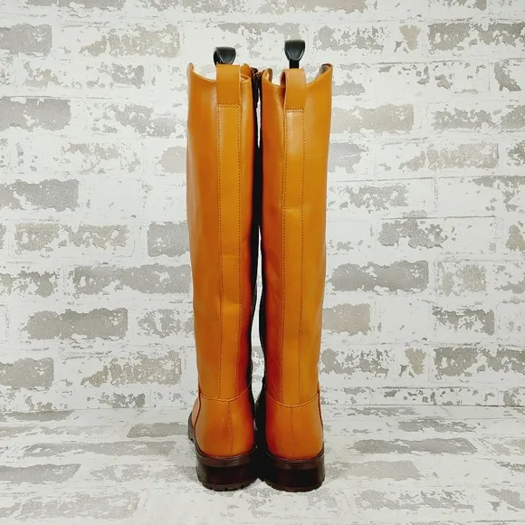 NEW Nordstrom Oliver Brown Leather Slip On Block Heel Riding Boots F809