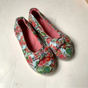 New Oilily Floral Ballet Leather Flats Italian European Shoes Girls US 8.5 EU 25