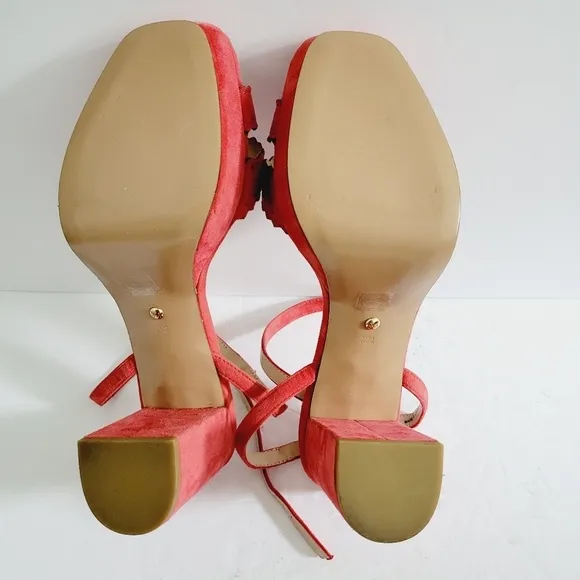 NEW Pelle Moda Red Suede Platform Sandals Heel 3,5 &quot;