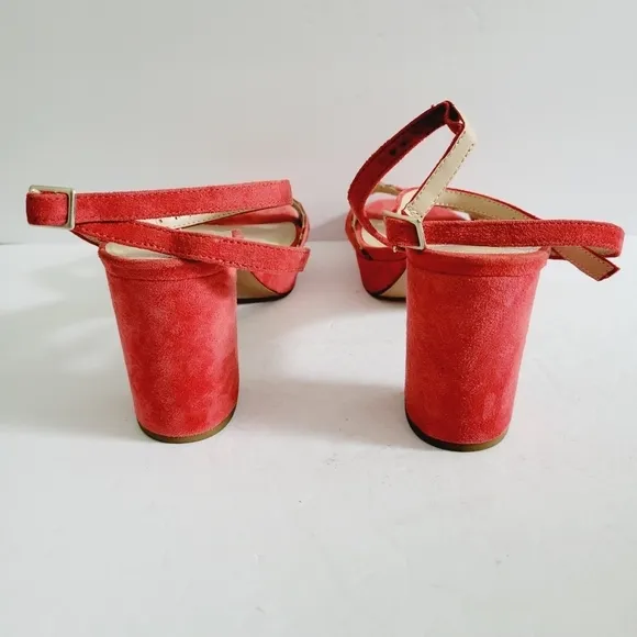 NEW Pelle Moda Red Suede Platform Sandals Heel 3,5 &quot;