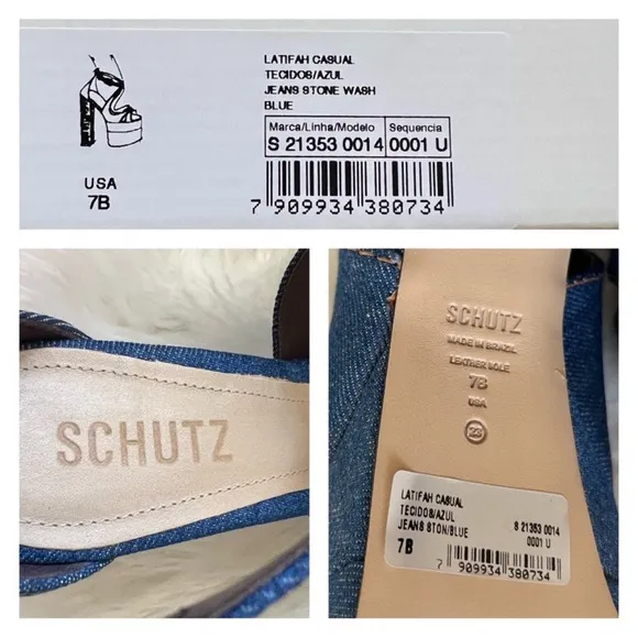 New! Rare SCHUTZ Latifah Denim Strappy Platform Sandals